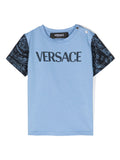 VERSACE BABY Boys Baroque Print T-Shirt Blue/Navy - MAISONDEFASHION.COM