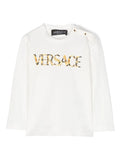 VERSACE BABY Boys Logo-print Cotton T-Shirt White - MAISONDEFASHION.COM