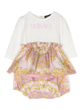 VERSACE BABY Girls Barocco-print Cotton Short Set White/Pink/Gold - MAISONDEFASHION.COM
