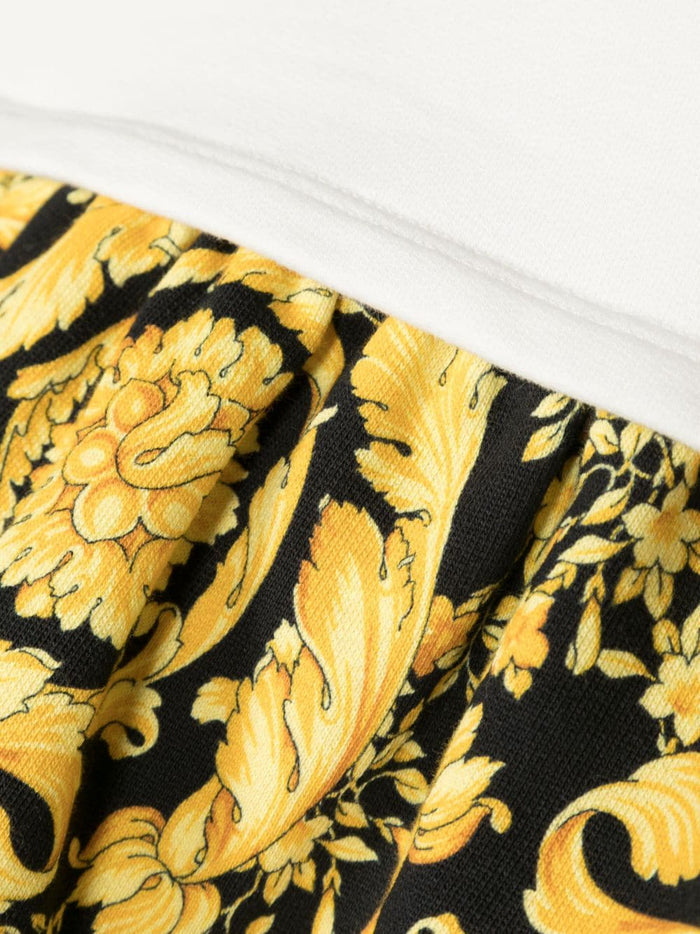 VERSACE BABY Girls Barocco-print Cotton Sweatshirt Dress White/Black/Gold - MAISONDEFASHION.COM