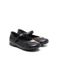VERSACE BABY Girls Crystal Heart Medusa Leather Ballerinas Black - MAISONDEFASHION.COM