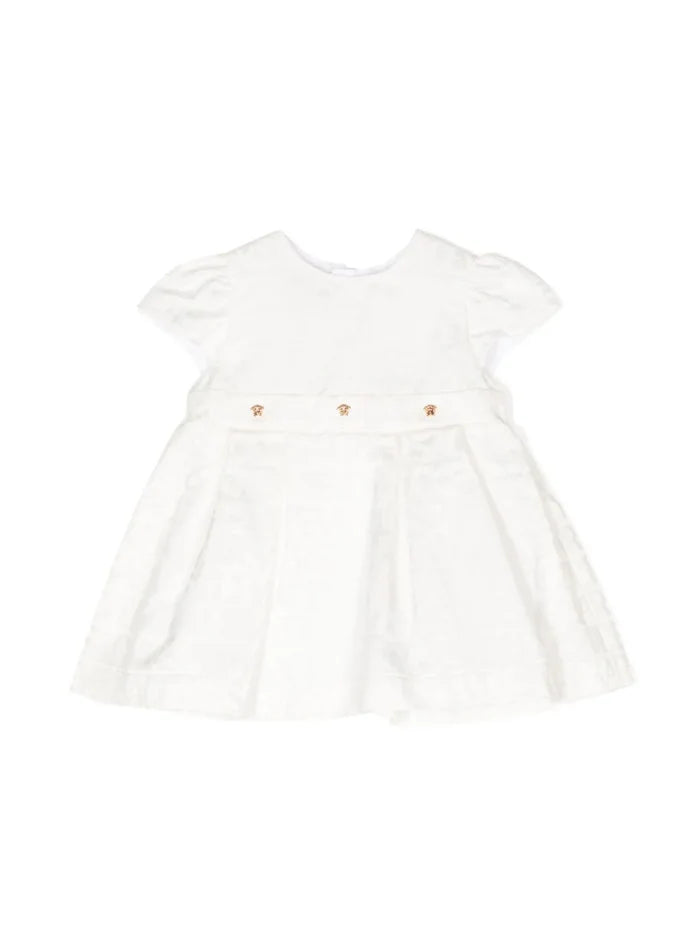 VERSACE BABY Girls Logo-jacquard Pleated Dress Set White - MAISONDEFASHION.COM