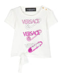 VERSACE BABY Graphic Logo Print cotton T-shirt White/Pink - MAISONDEFASHION.COM