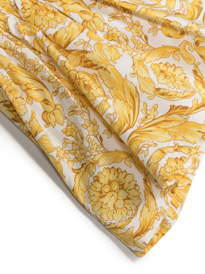 VERSACE BABY Greca-print Cotton Dress White/Yellow - MAISONDEFASHION.COM