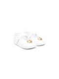 VERSACE BABY Heart-plaque Ballerina Shoes White/Gold - MAISONDEFASHION.COM