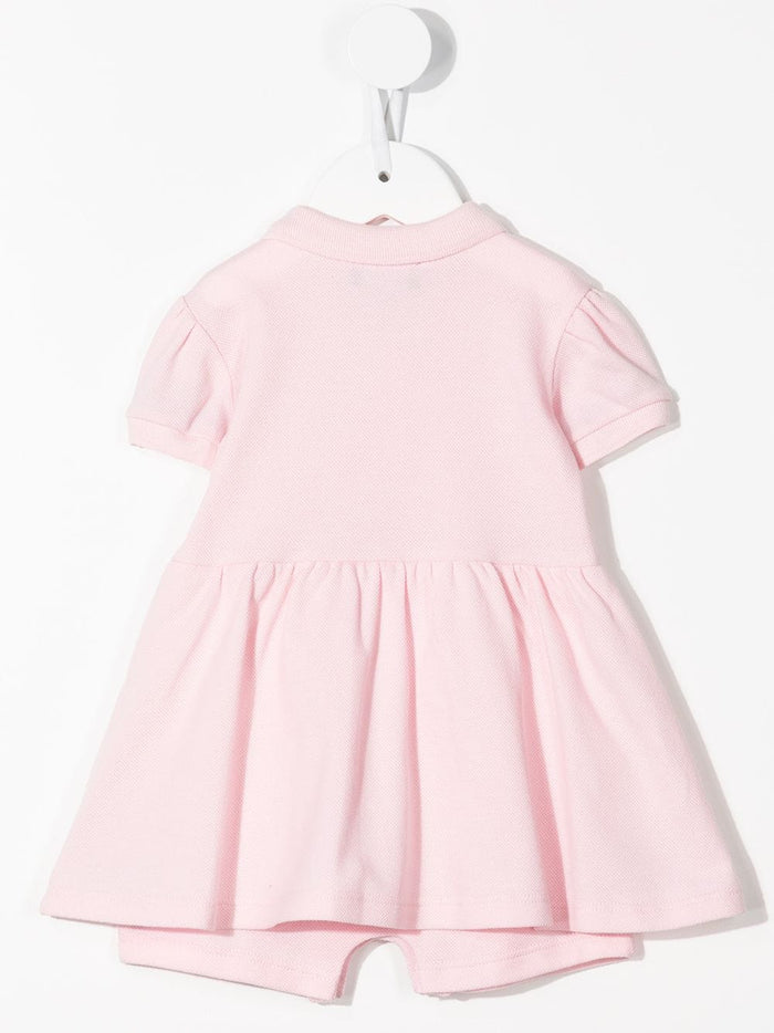 VERSACE BABY Logo Polo Dress Pink - MAISONDEFASHION.COM