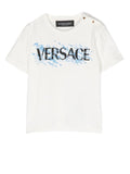 VERSACE BABY Logo-print Button-up T-shirt White/Multicolour - MAISONDEFASHION.COM