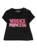 VERSACE BABY Logo-print Cotton T-shirt Black/Pink - MAISONDEFASHION.COM