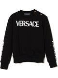 VERSACE BABY Logo print crew neck sweatshirt Black - MAISONDEFASHION.COM
