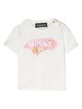 VERSACE BABY Logo-print T-shirt White/Light Pink - MAISONDEFASHION.COM