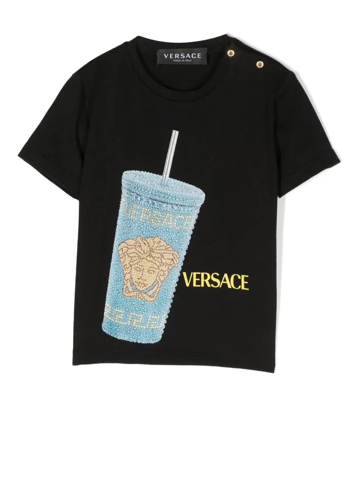 VERSACE BABY Medusa Cup T-shirt Black - MAISONDEFASHION.COM