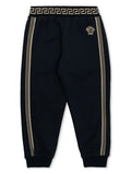 VERSACE BABY Medusa Embroidered Knitted Track Pants Navy - MAISONDEFASHION.COM
