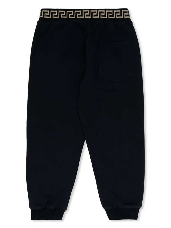 VERSACE BABY Medusa Embroidered Knitted Track Pants Navy - MAISONDEFASHION.COM