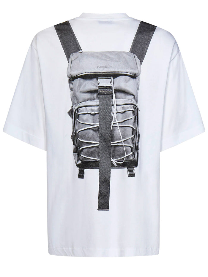 OFF-WHITE MEN Backpack Skate Short Sleeves T-Shirt White - MAISONDEFASHION.COM