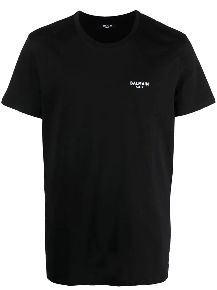 BALMAIN Flock T-Shirt Black/White - MAISONDEFASHION.COM