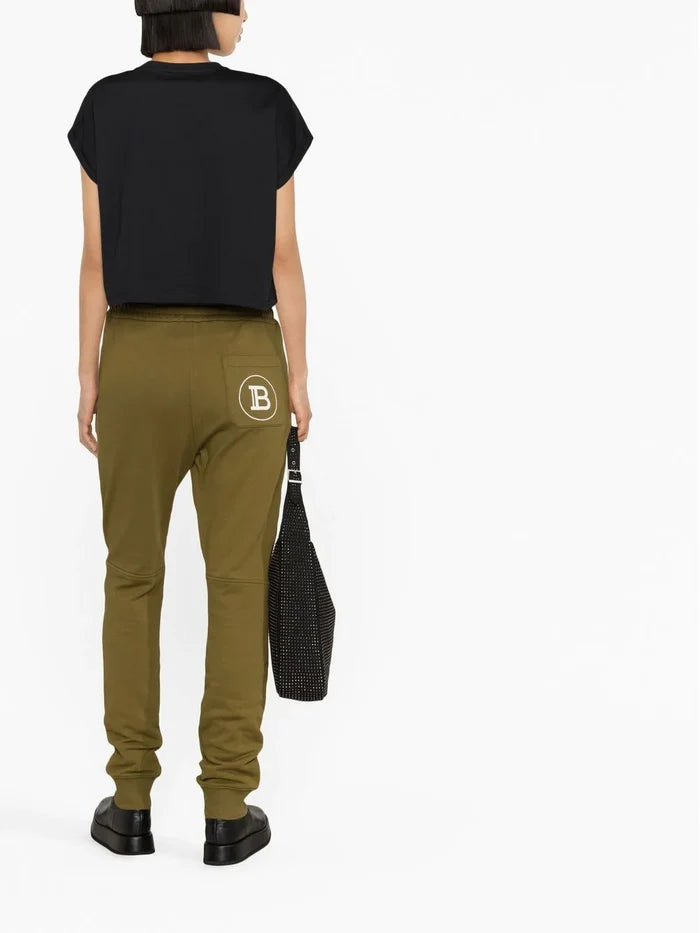 BALMAIN WOMEN Logo Print Cropped T-Shirt Black/White - MAISONDEFASHION.COM