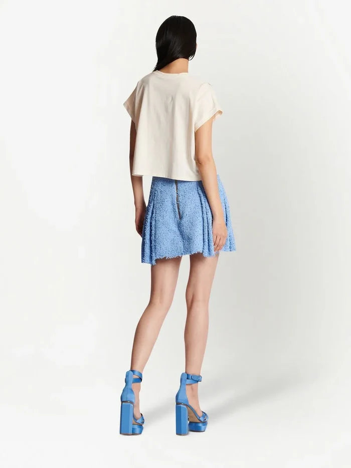 BALMAIN WOMEN Pastel Printed Cropped SS T-Shirt Multi - MAISONDEFASHION.COM