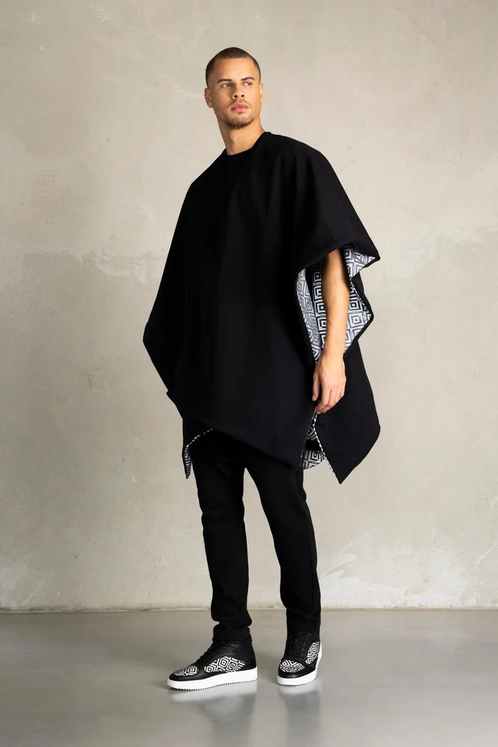 BALR X ISHU Reversible Poncho black - MAISONDEFASHION.COM