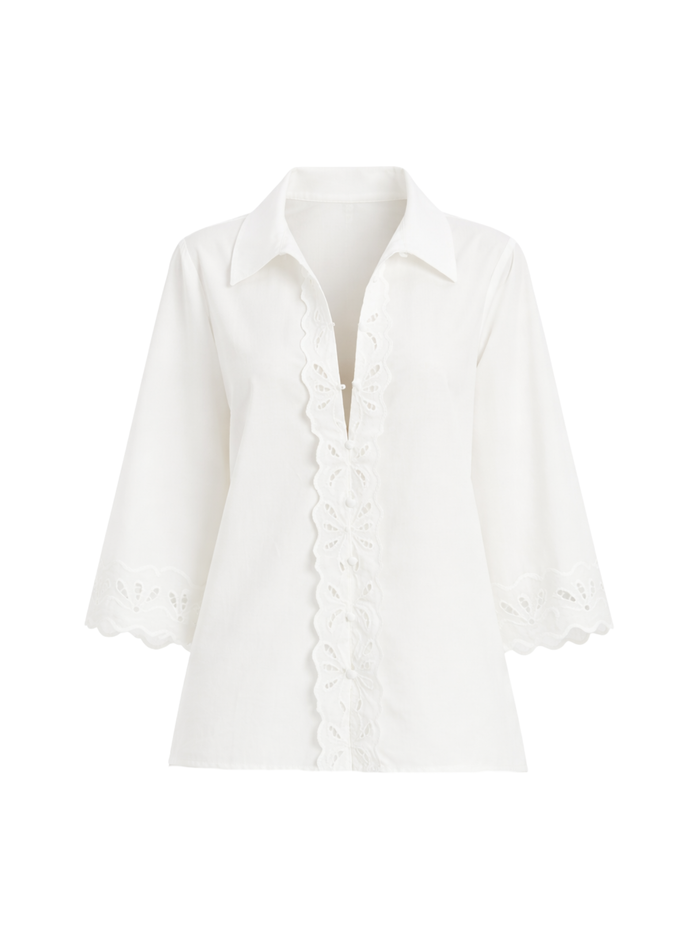 BARDOT WOMEN Aleria Cotton Shirt With Trim Orchid White - MAISONDEFASHION.COM