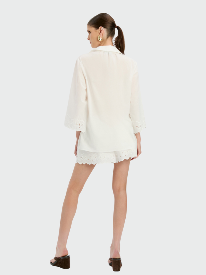 BARDOT WOMEN Aleria Cotton Shirt With Trim Orchid White - MAISONDEFASHION.COM