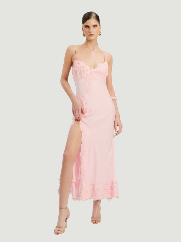 BARDOT WOMEN Alerie Lace Satin Maxi Dress Petal Pink - MAISONDEFASHION.COM