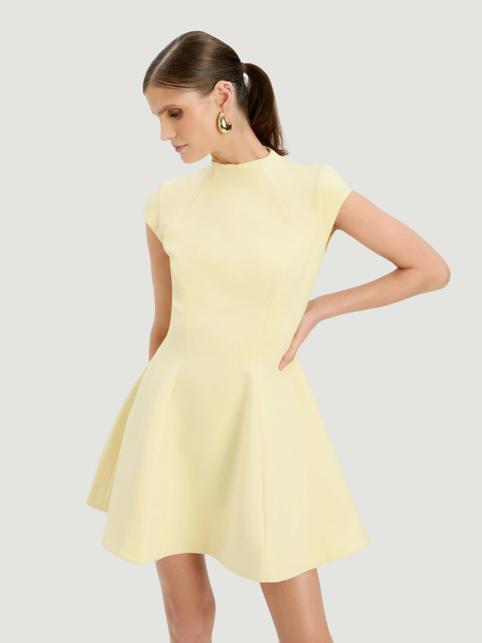 BARDOT WOMEN Beckett High Neck Mini Dress Canary Yellow - MAISONDEFASHION.COM