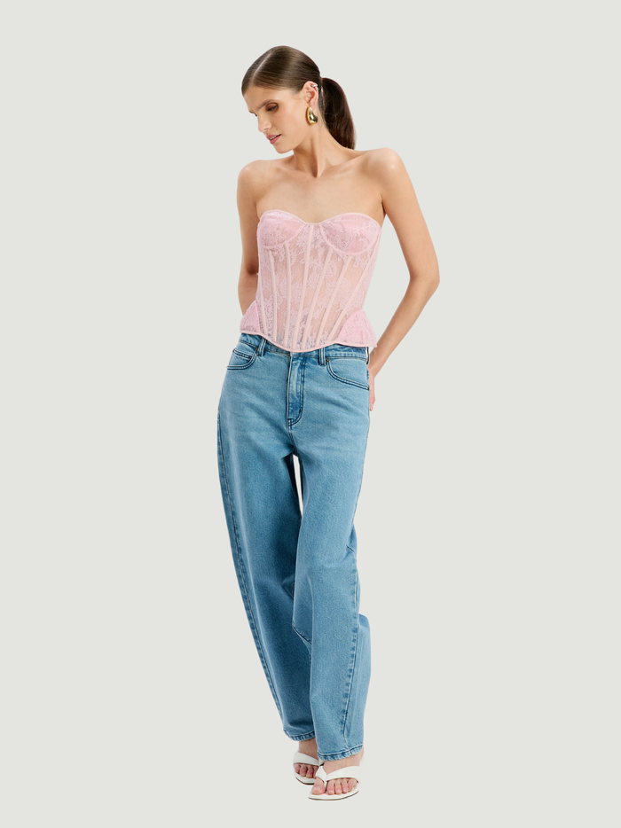 BARDOT WOMEN Cristo Strapless Lace Bustier Lilac - MAISONDEFASHION.COM