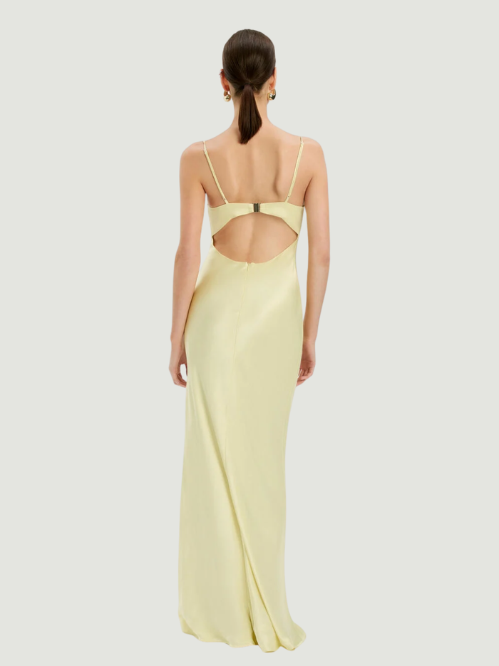 BARDOT WOMEN Devin Satin Maxi Dress Lemon Yellow - MAISONDEFASHION.COM