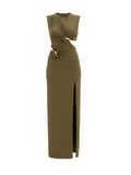 BARDOT WOMEN Felix High Neck Maxi Dress Khaki - MAISONDEFASHION.COM