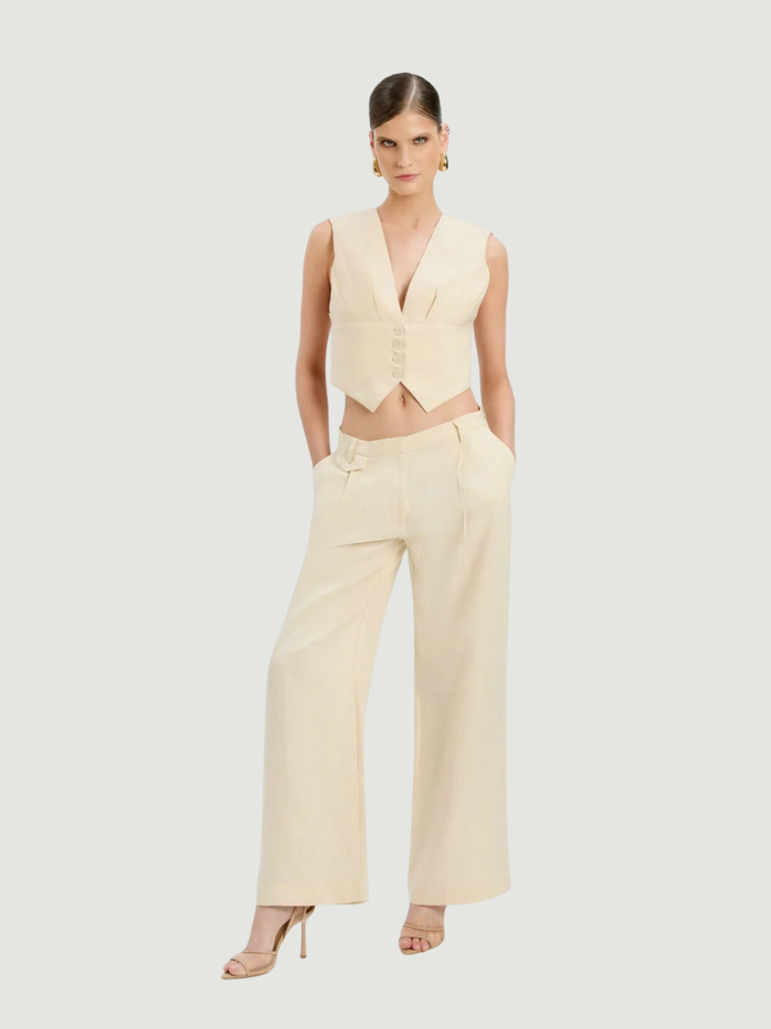 BARDOT WOMEN Geordy Hipster Linen Pants Eggnog - MAISONDEFASHION.COM