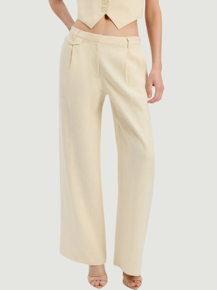 BARDOT WOMEN Geordy Hipster Linen Pants Eggnog - MAISONDEFASHION.COM