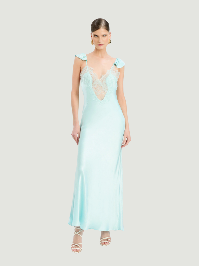 BARDOT WOMEN Ivy Lace Detail Maxi Dress Aqua - MAISONDEFASHION.COM