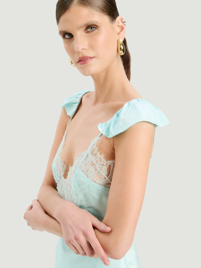BARDOT WOMEN Ivy Lace Detail Maxi Dress Aqua - MAISONDEFASHION.COM