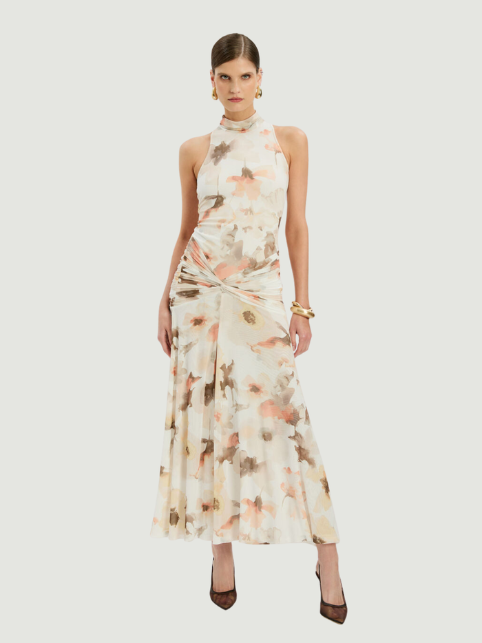 BARDOT WOMEN Leanna Mesh Midi Dress Ivory Floral - MAISONDEFASHION.COM