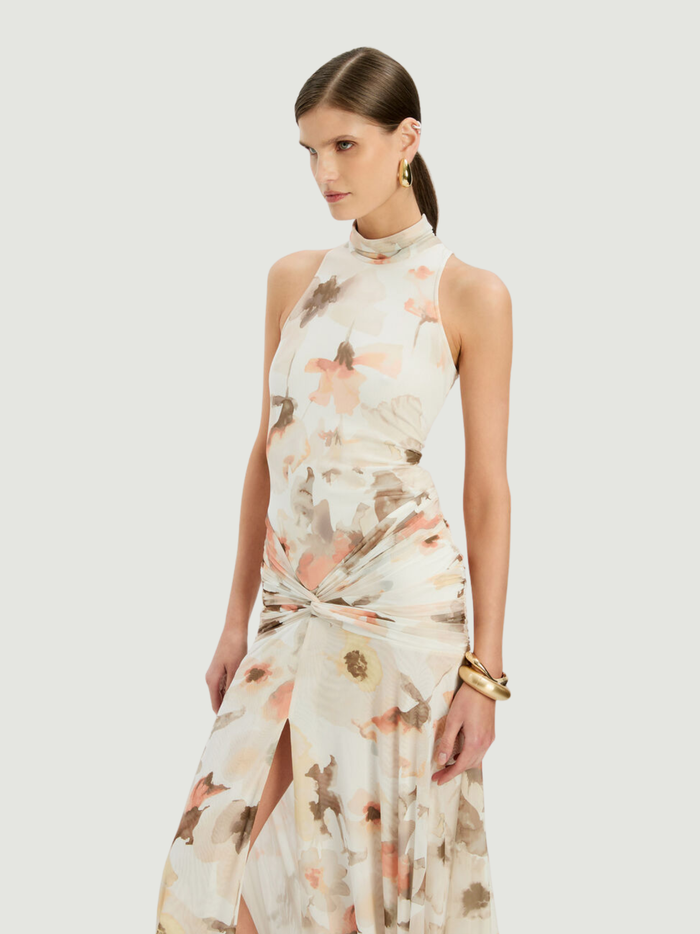 BARDOT WOMEN Leanna Mesh Midi Dress Ivory Floral - MAISONDEFASHION.COM
