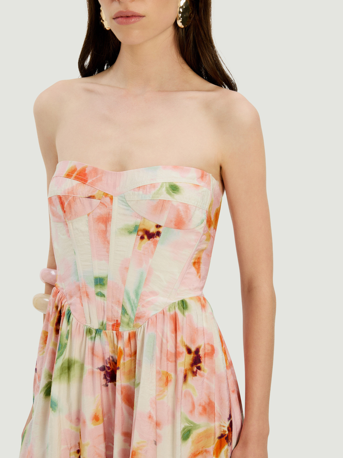 BARDOT WOMEN Lola Corset Midi Dress Pink Floral - MAISONDEFASHION.COM
