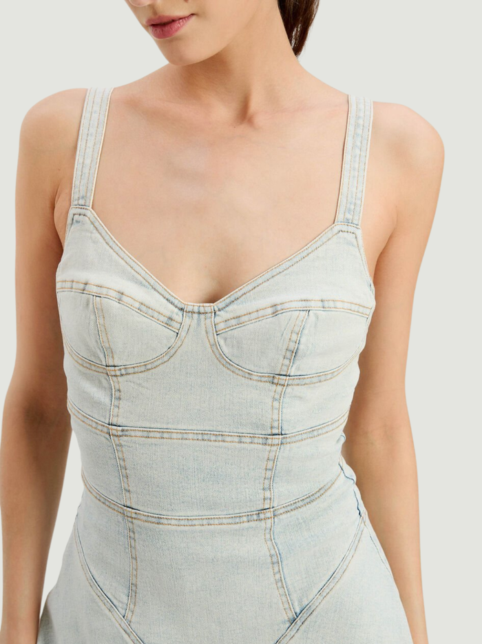 BARDOT WOMEN Reyna Denim Mini Dress Light Denim - MAISONDEFASHION.COM