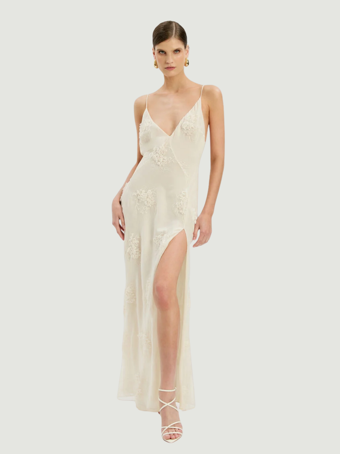 BARDOT WOMEN Romaya V Neck Maxi Dress Ivory - MAISONDEFASHION.COM