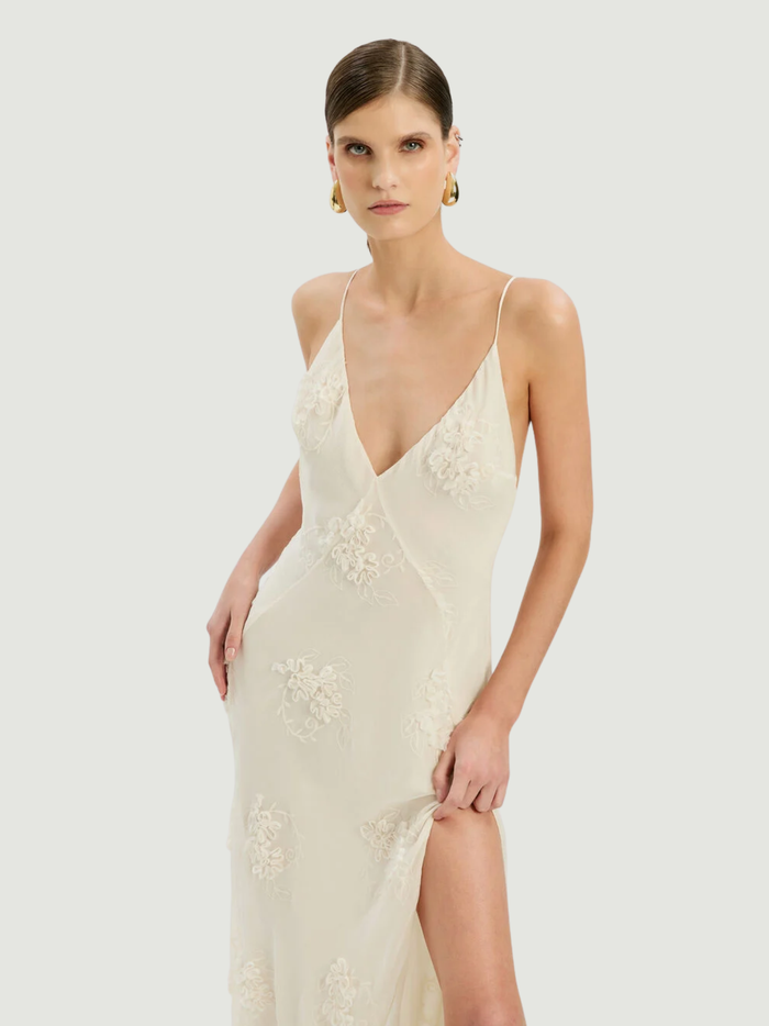BARDOT WOMEN Romaya V Neck Maxi Dress Ivory - MAISONDEFASHION.COM