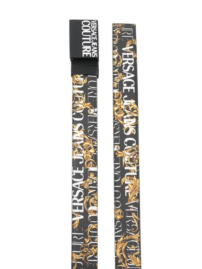 Versace Barocco logo-print belt black - MAISONDEFASHION.COM