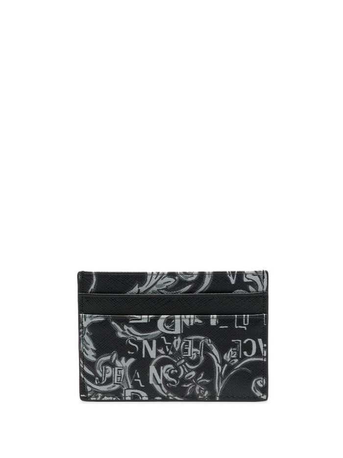 VERSACE Barocco-print Cardholder Black/Grey - MAISONDEFASHION.COM