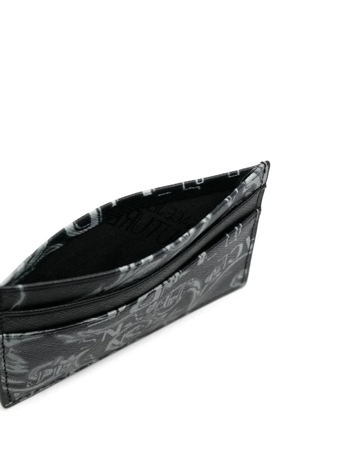 VERSACE Barocco-print Cardholder Black/Grey - MAISONDEFASHION.COM