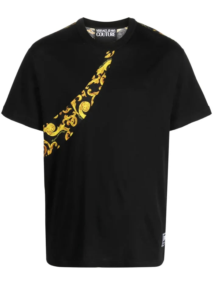 VERSACE MEN Baroque Panel Pattern Print Black/Gold - MAISONDEFASHION.COM