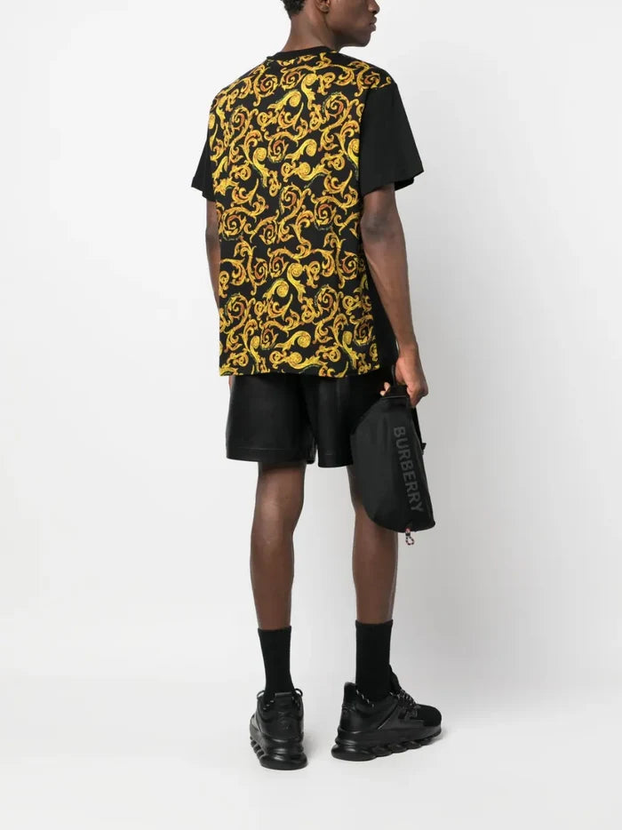 VERSACE MEN Baroque Panel Pattern Print Black/Gold - MAISONDEFASHION.COM