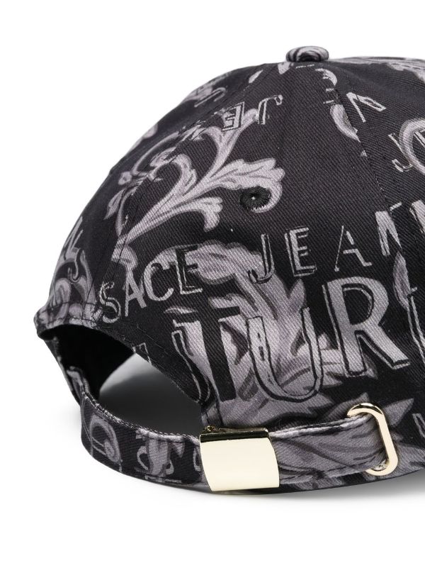 VERSACE Baroque-print Baseball Cap Black/Black - MAISONDEFASHION.COM