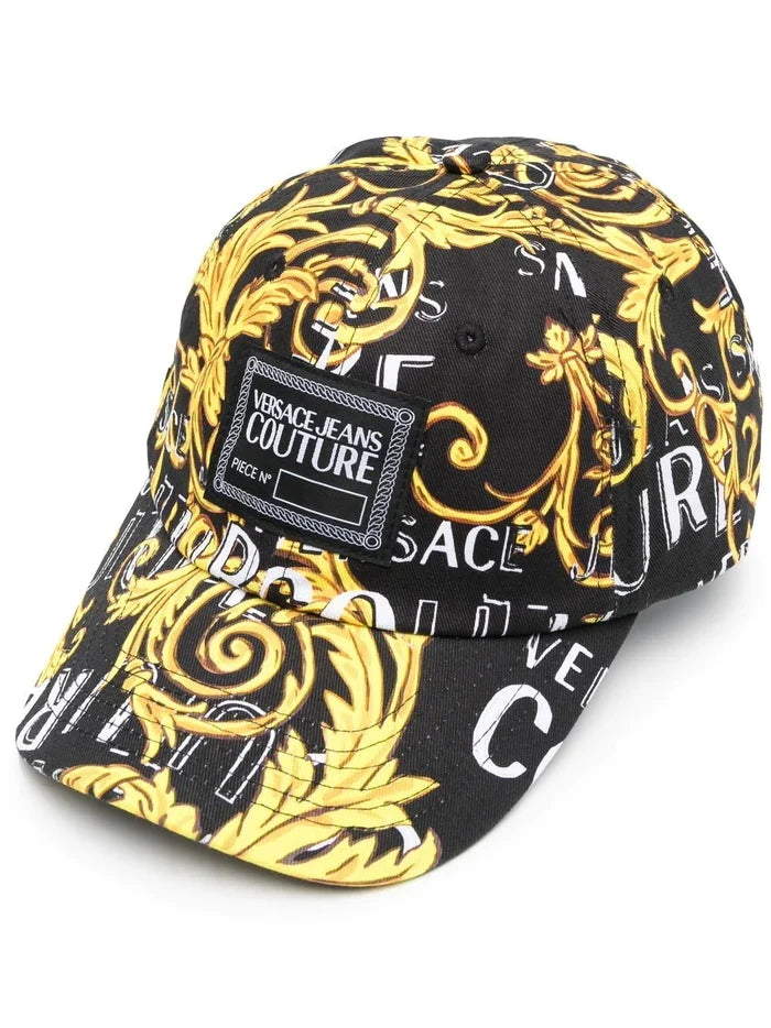 VERSACE Baroque-print Baseball Cap Black/Gold - MAISONDEFASHION.COM