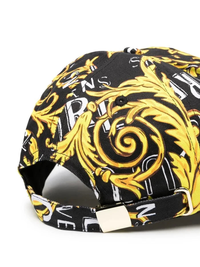 VERSACE Baroque-print Baseball Cap Black/Gold - MAISONDEFASHION.COM