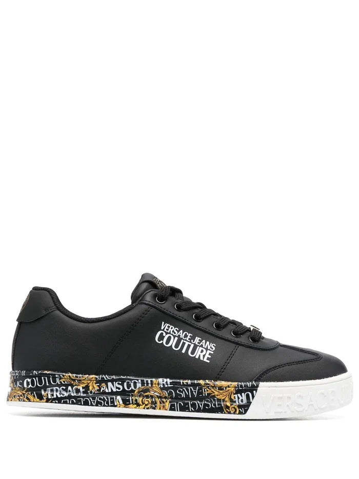 VERSACE Baroque-Print Lace Up Sneakers Black - MAISONDEFASHION.COM