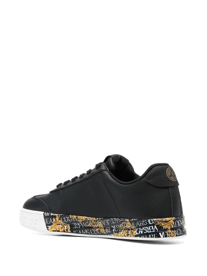 VERSACE Baroque-Print Lace Up Sneakers Black - MAISONDEFASHION.COM