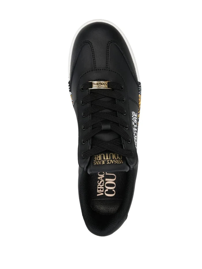 VERSACE Baroque-Print Lace Up Sneakers Black - MAISONDEFASHION.COM